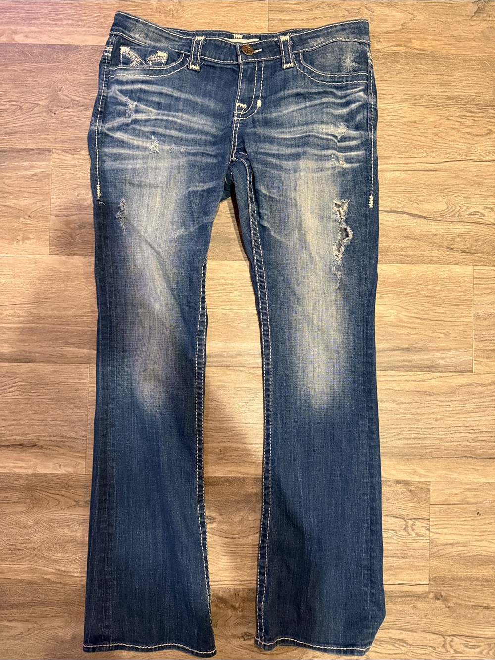 Rock Revival Distressed Blue Flare Jeans